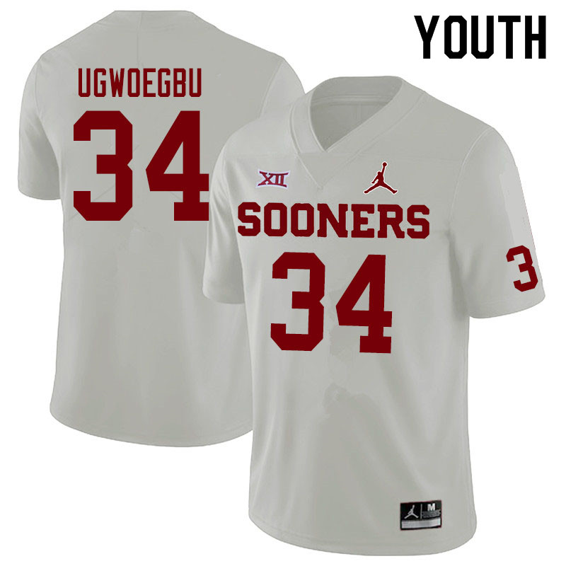 Jordan Brand Youth #34 David Ugwoegbu Oklahoma Sooners College Football Jerseys Sale-White - Click Image to Close
